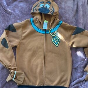Scooby-Doo Full Zip Hoodie Brown Teal Cartoon Network Graphic hoodie